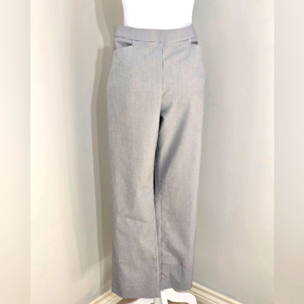 LOFT Outlet Houndstooth Black and White Print Straight Leg Pant Women's Size 12